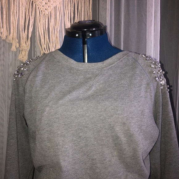 Light Gray Gemstone Sweater - Gently Worn! - Picture 2 of 7